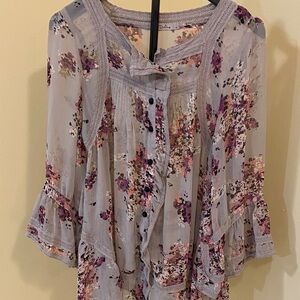Darling Purple and Cream Floral Blouse